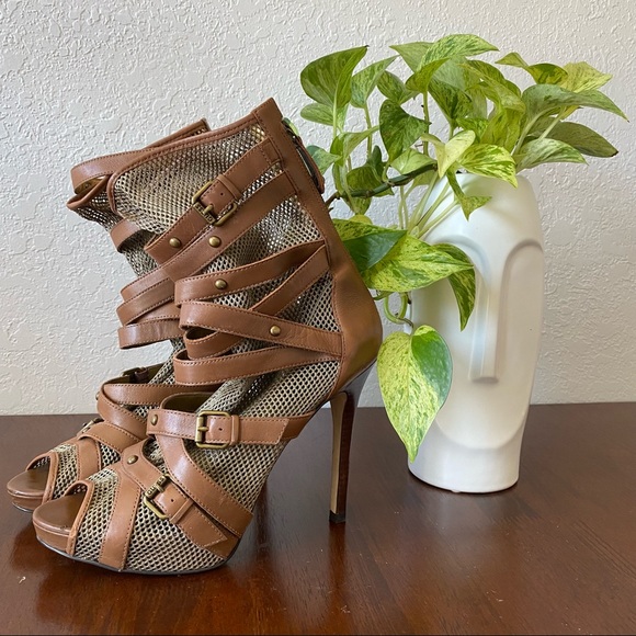 Guess GW Barney Leather Sandal Bootie Stilleto Platform - Picture 2 of 10